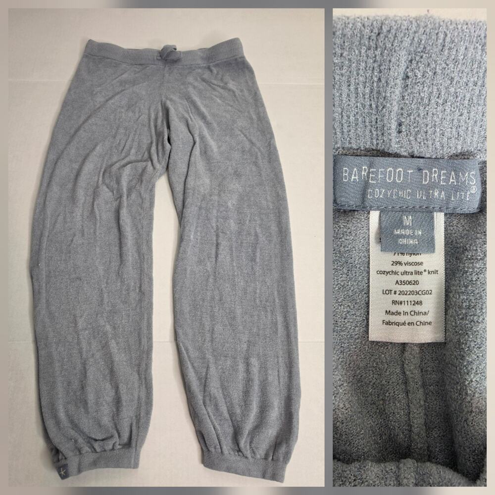 Barefoot Dreams CozyChic Ultra Lite Pants Women SZ M Blue Gray Skinny Lounge